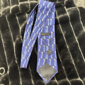 Conte di Milano Tie Mens Blue Yellow 100 Silk Made in Italy Geometric Pattern 2