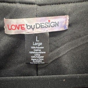 Love by Design Jacket Womens Large Black Faux Leather Cropped Moto Biker Vegan 5