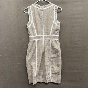 Calvin Klein Dress Womens Small Sleeveless Sheath Textured Trim Fitted Career 2