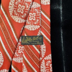 Vintage Villa Di Oro Tie Mens Neckwear Made Italy Floral Stripe 70s Retro 4