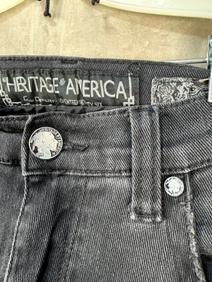Heritage America Black Distressed Skinny Jeans with Side Stripe 4