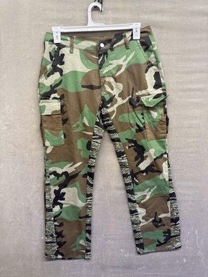 Camo Cargo Pants Mens 36x31 Camouflage Patchwork Utility Multi Pocket Straight 2
