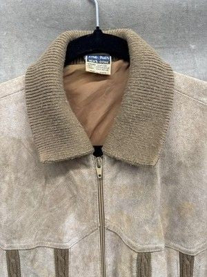 Vintage The Fair Jacket Mens Medium Brown Leather Knit Bomber Korea 80s 90s 2