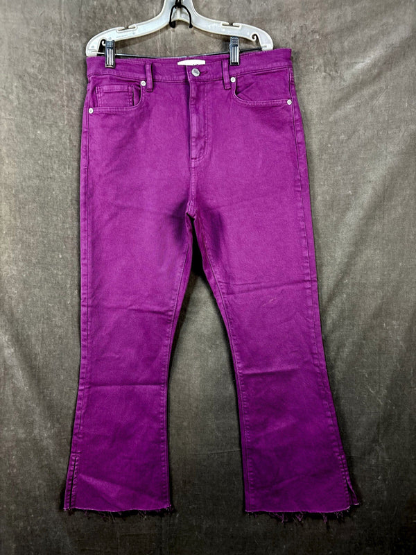 LOFT Women Pants Purple Wide-Leg Denim Size 28 Used Good Condition Frayed Hem