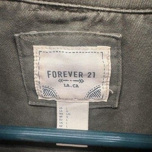 Forever 21 Womens Large Utility Military Canvas Jacket Full Zip Pockets Pre-Owne 3