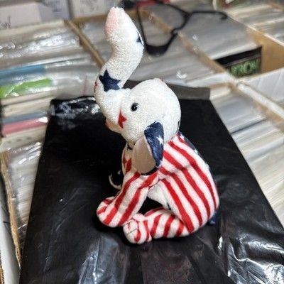 Ty Righty 2000 Elephant Patriotic Red White Blue Stars Stripes 9 Inch Plush Used