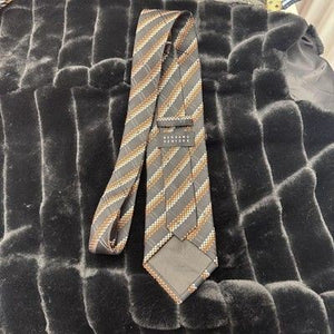 Bergamo New York Mens Silk Necktie Checkered Striped Pre-Owned Good Condition 1