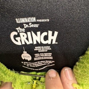 Dr Seuss Grinch One-piece Pajamas Small Green Fleece Hooded Zip Costume Used 3