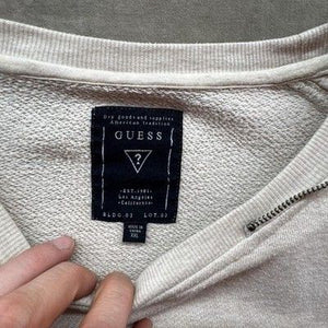 Guess Sweatshirt Mens XXL Beige Crewneck Raglan Pullover Stitch Detail Casual 2