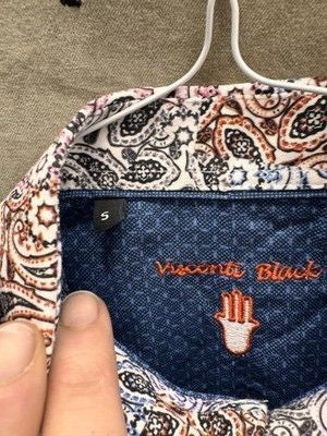 Visconti Black Shirt Mens Small Multi Paisley Long Sleeve Stretch Button Front 4