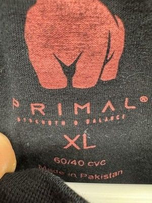 Primal Shirt Mens XL Black Red Gorilla Strength Balance Flag Tee Athletic Gym 2