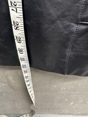 Nine West Jacket Womens Medium Black Leather Blazer Button Front Pockets Classic 5