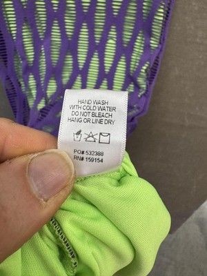 Fashion Nova Dress Womens XL Purple Green Mesh Cutout Bodycon Maxi Clubwear 4
