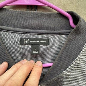 INC International Concepts Mens XL Gray Bomber Jacket Full Zip Colorblock Knit P 4