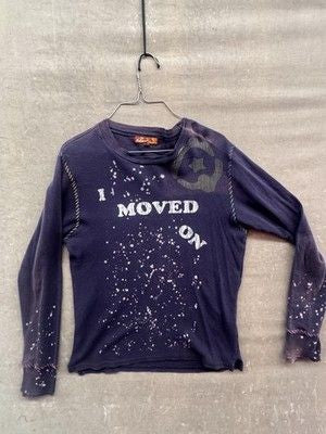 iQuality Shirt Womens Small Long Sleeve Thermal Waffle I Moved On Graphic Bleach 2