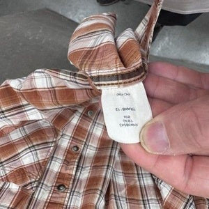 GH Bass Earth Shirt Mens Medium Brown Orange Plaid Short Sleeve Button Up Casual 4