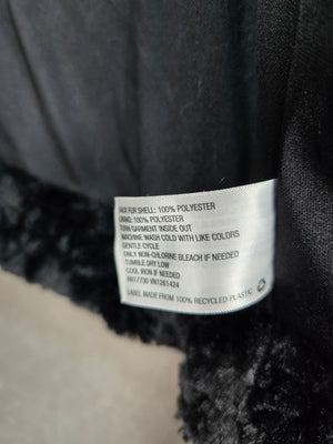 xhiliration Women's Black Fur Trim Logo Quilted Zipper Button Jacket Size L 3