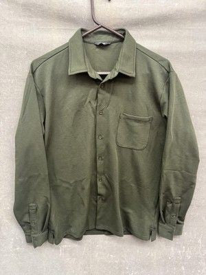 Coofandy Mens Medium Green Long Sleeve Button Up Shirt Polyester Casual Pre-Owne