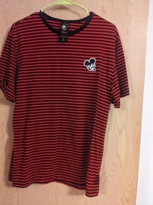 Forever 21 x Disney Mens Medium Black & Red Striped Mickey Short Sleeve T-Shirt 2