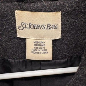 St Johns Bay Coat Womens Medium Gray Wool Blend Cashmere Lined Winter Jacket 3