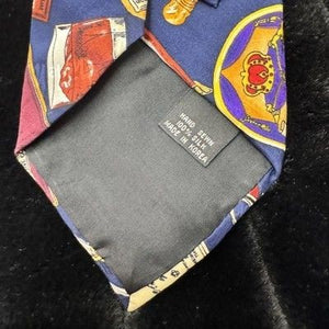 Vintage Nicole Miller Tie Mens Silk Blue Liquor Bottles Cocktails Barware 90s 2