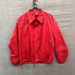 Bondo Jacket Mens Large Red Coaches Windbreaker Snap Front Advertising Made USA 1