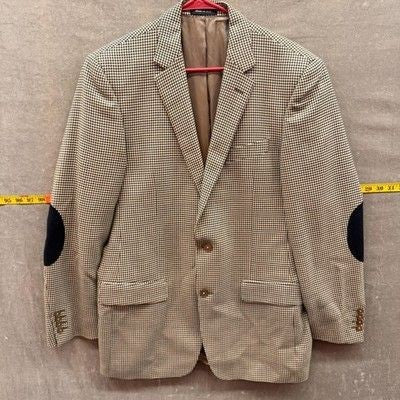 Tiglio Luxe Sport Coat Mens Houndstooth Super 150s Wool Elbow Patches Italy