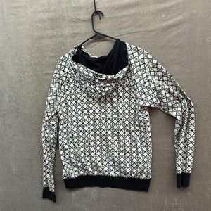 Mens Medium Full Zip Hoodie White Green Black Geometric Print Pre-Owned 4