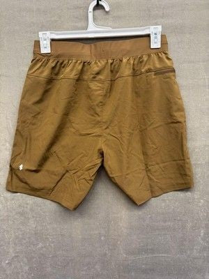 Mens Athletic Shorts Brown Medium Stretch Drawstring Zip Pocket Pre-Owned Good 3