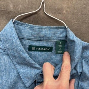 Cubavera Shirt Mens Large Blue Short Sleeve Button Up Camp Casual Pockets 23x31 2