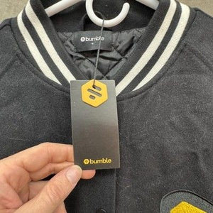 Bumble Quilted Bomber Jacket Mens Medium Black New with Tags Snap Button 2