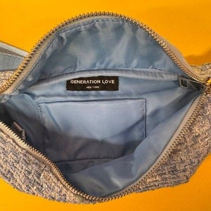 Generation Love Light Blue Tweed Fanny Pack Belt Bag Silver Hardware Pre-Owned E 3