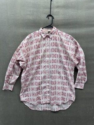 Alyssa Brooke Womens 2XL White Red Paisley Print Button Up Long Sleeve Shirt Use 3