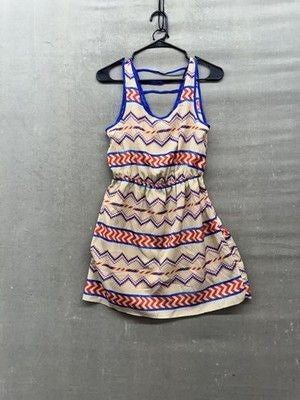 Phoebe Dress Womens Small Geometric Zig Zag Aztec Tank Mini Summer Festival Boho 3