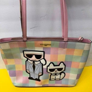 Karl Lagerfeld Paris Pastel Gingham Choupette Tote Bag Multicolor Checkered 2