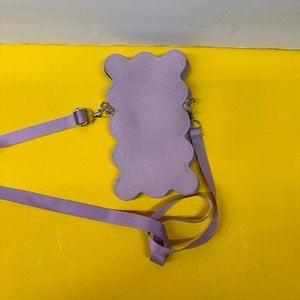 Faux Suede Mini Crossbody Bag Purple Scalloped Wavy Edge Pre-Owned Excellent 1