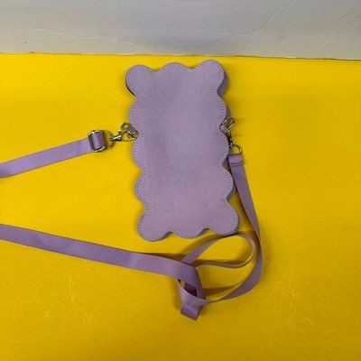 Faux Suede Mini Crossbody Bag Purple Scalloped Wavy Edge Pre-Owned Excellent