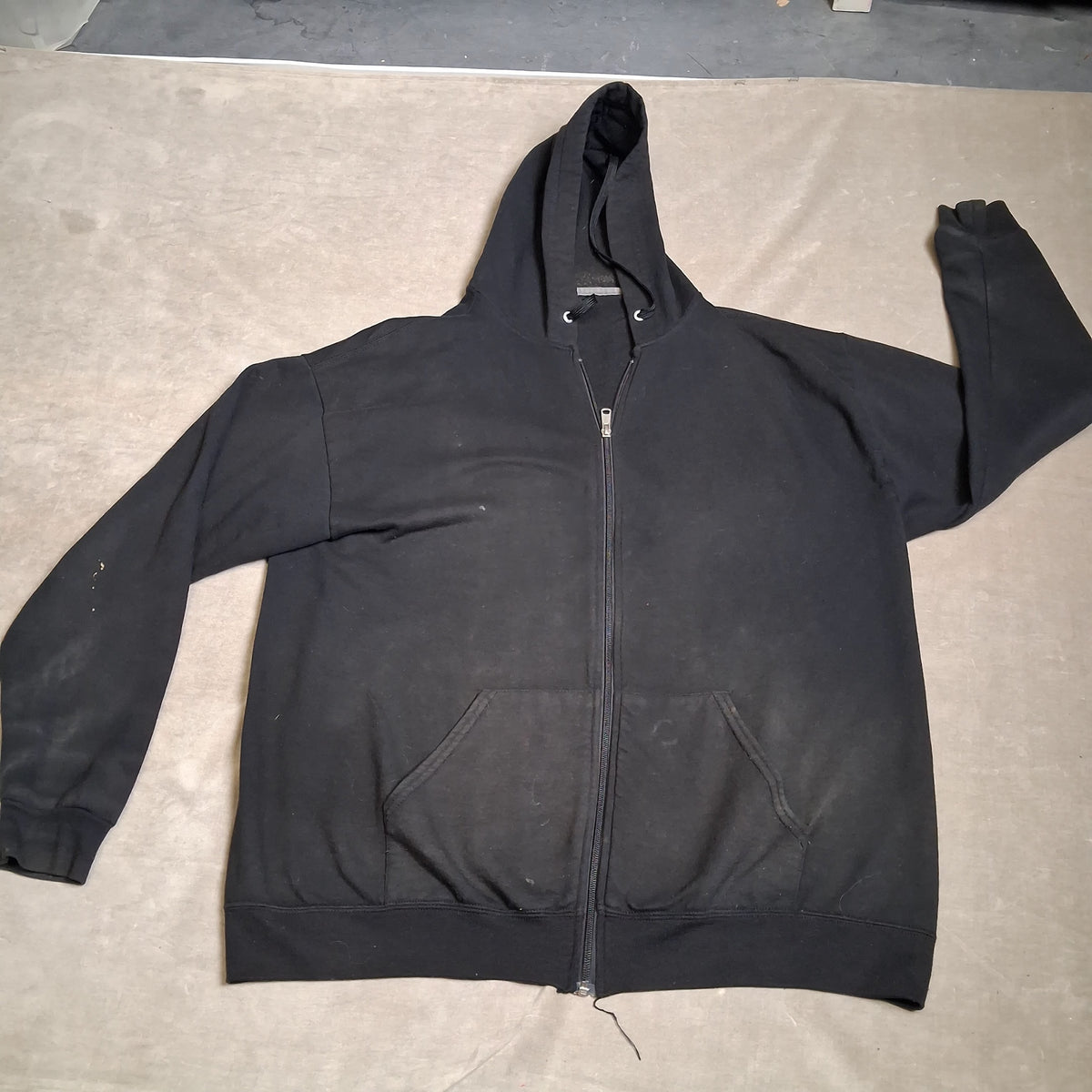Athletic Works Mens Black Full Zip Hooded Sweatshirt Hoodie Size XL