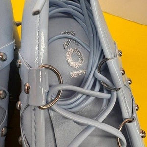 Pastel Blue Spiked Platform Creeper Shoes Silver Studded Lace Up Punk Harajuku 3