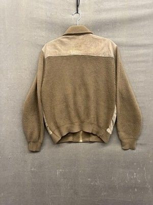 Vintage Brown Leather Knit Bomber Jacket Mens Medium Pre-Owned Korea 80s 90s 4