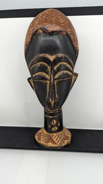 Handcrafted African Solid Wood Tribal Head Statue Figure 10 Inch Used