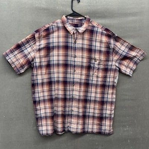 St Johns Bay Shirt Mens XL Orange Plaid Short Sleeve Button Up New Cotton Casual 2