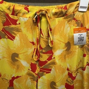 New York & Company Womens 2XL Yellow Orange Floral Wide Leg Pants Pre-Owned Exce 2