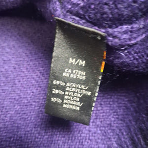 Buffalo Women Sweater Black Purple Stripe Cowl Neck Size M Pullover Used 5