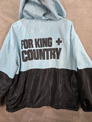 For King + Country Unisex Light Blue Black Hooded Windbreaker Jacket M 4
