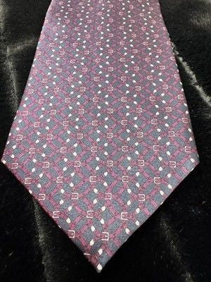 Vintage Bera Pulitzer Tie Mens Silk Made USA Geometric Belt Buckle Pattern 90s 2