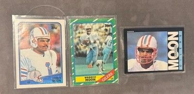 Warren Moon 1985 RC, 1986, 1988, # 251, 350, 103 Houston Oilers HOF Triplet