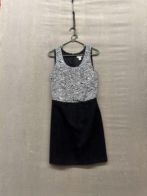 Ann Taylor Dress Womens 14 Black White Sleeveless Sheath Career Work Office Chic
