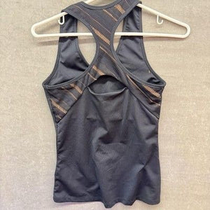 Vickie Brown Tank Top Womens Small Black Mesh Racerback Athletic Made USA Yoga 3