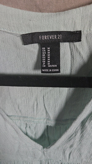 Forever 21 Women's Mint Green Crochet Boho Long Sleeve Tunic Top Size M 2